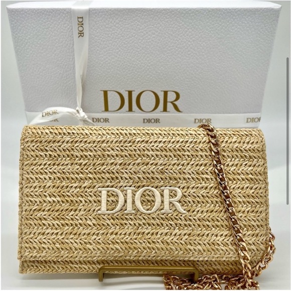 Dior Bags Authentic Christian Dior Raffia Beauty Pouch Poshmark